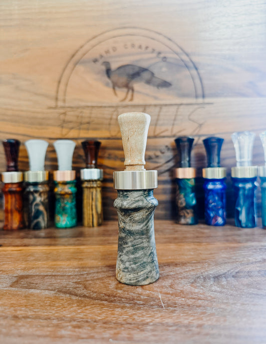 Buckeye Burl / maple double reed insert, duck call