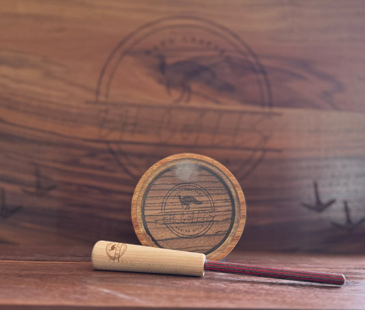 Canarywood pot, glass over wood