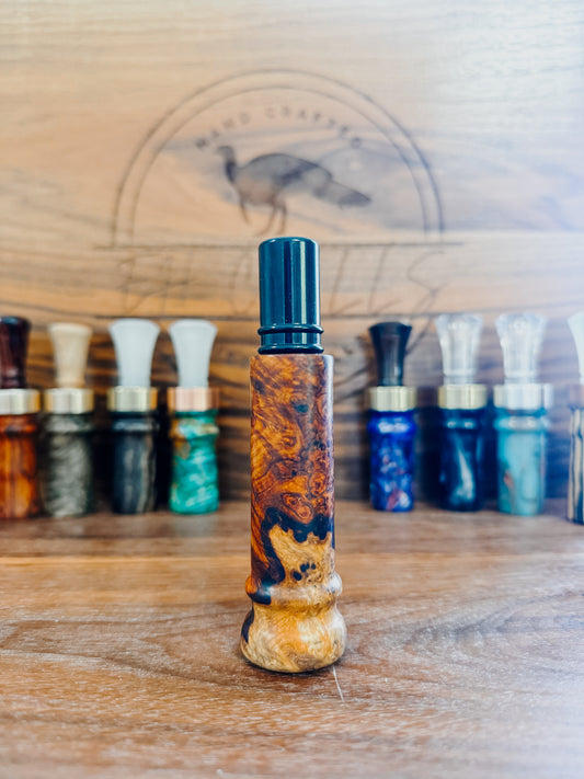 Amboyna Burl cutdown duck call, single reed