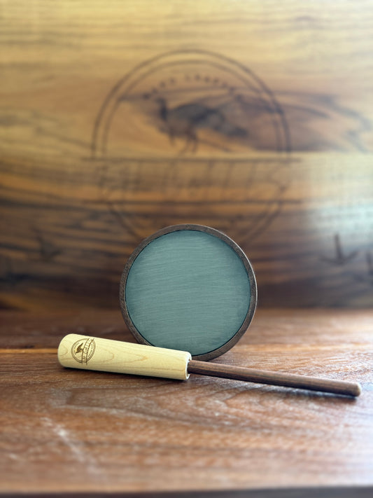 Walnut pot, slate over glass
