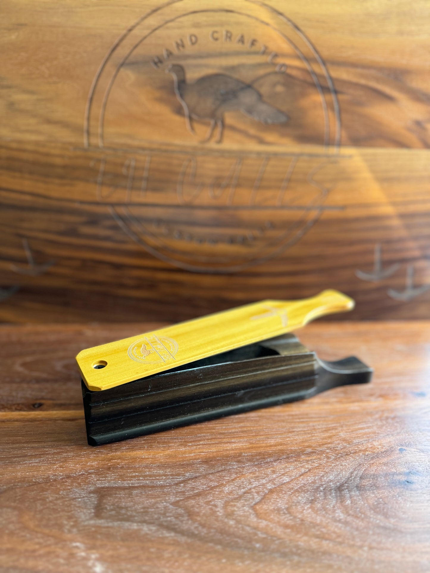 Black poplar box w/ yellow heart lid