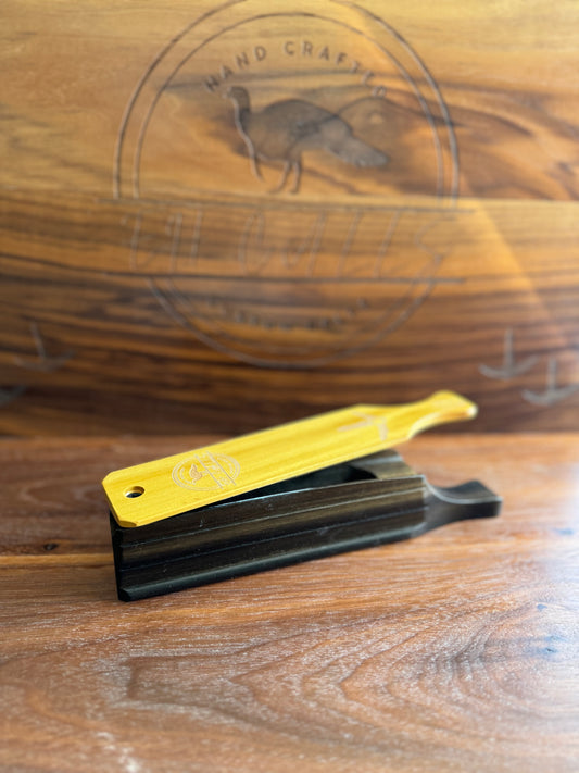 Black poplar box w/ yellow heart lid