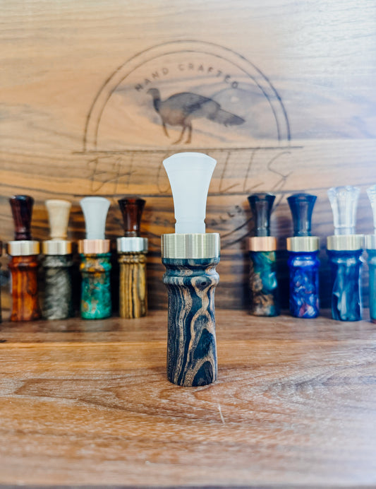 Curly maple double reed, duck call