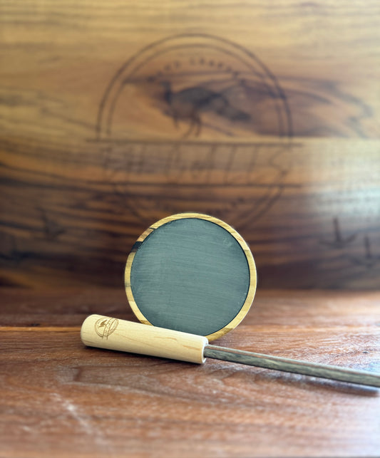 Poplar/maple/blacklimba pot, slate over glass