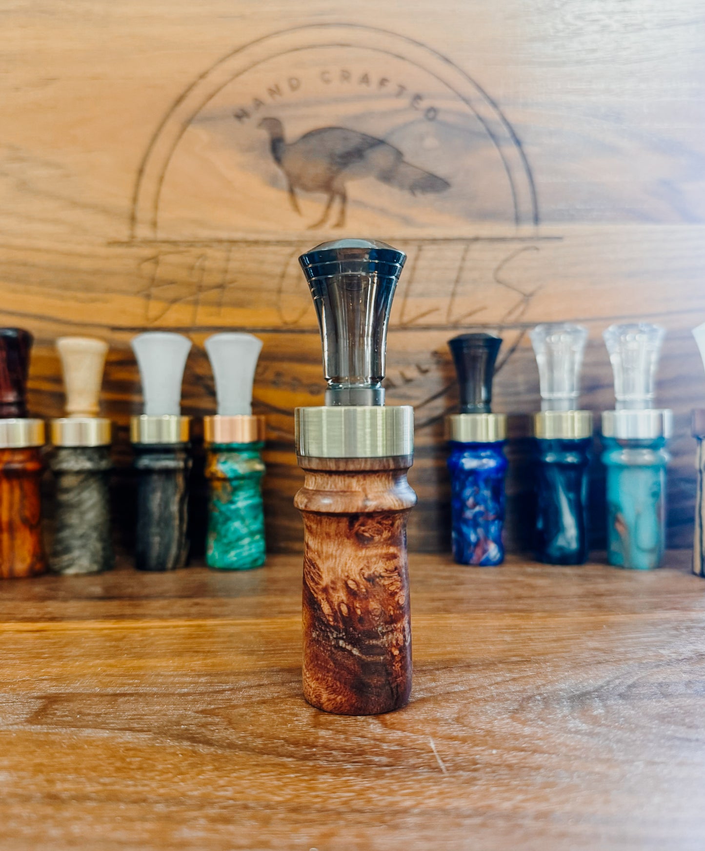 Walnut Burl double reed, duck call