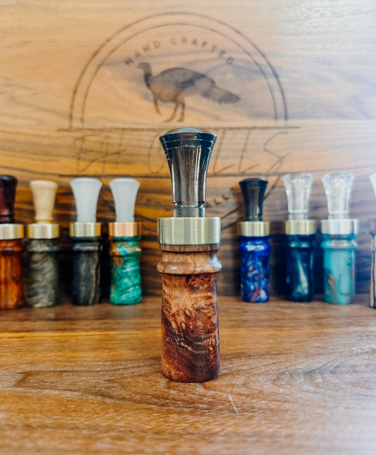 Walnut Burl double reed, duck call
