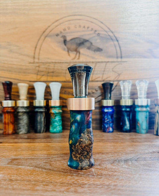 Amboyna hybrid double reed, duck call
