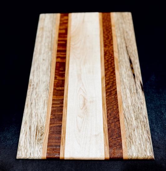 Cutting board - 16x10 - Black Limba / Cherry / Leopardwood / Maple