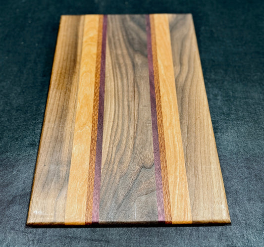 Cutting board - 16x10 - Walnut / Cherry / Leopardwood / Purpleheart