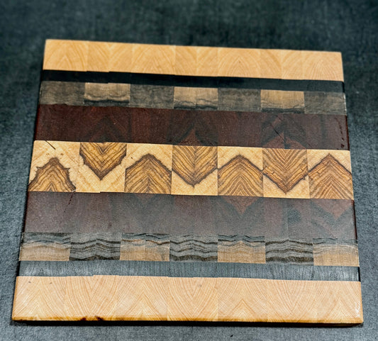 End Grain Cutting board - 14x13 - Cherry / Wenge / Black Limba / Paduak / Canarywood