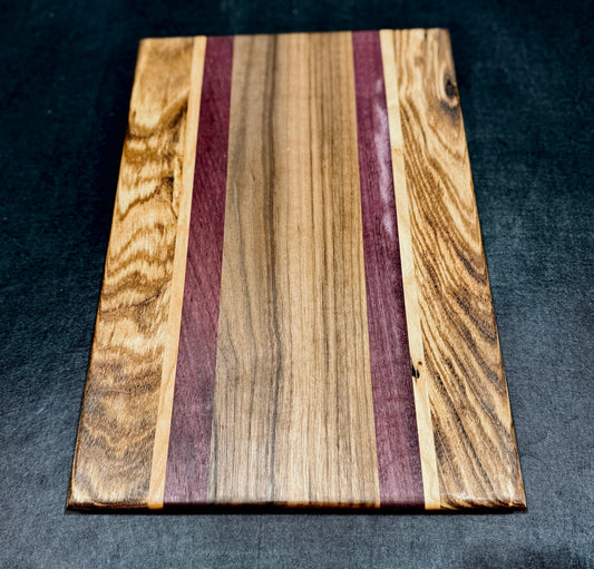 Cutting board - 16x10 - Zebrawood / Cherry / Purpleheart / Walnut
