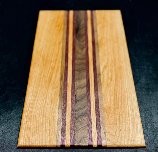 Cutting board - 16x10 - Cherry / Walnut / Purple Heart