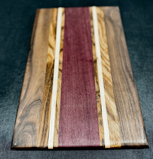 Cutting board - 16x10 - Walnut / Zebrawood / Maple / Purpleheart
